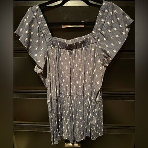 Women's Blue Patterned Top